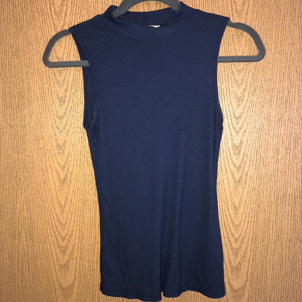 Francescas (Miami) Navy Mock Neck Tank Top EUC